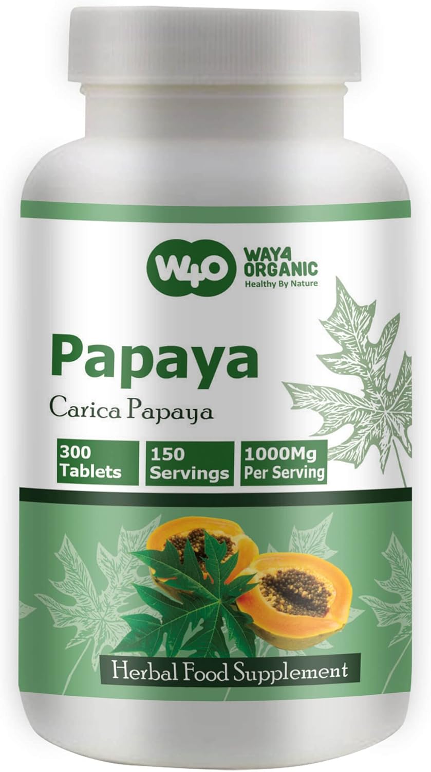 Organic Papaya Leaf Extract Capsules - 300 Pills, 1000mg, Supports Platelet Immunity & Digestion - 150 Servings