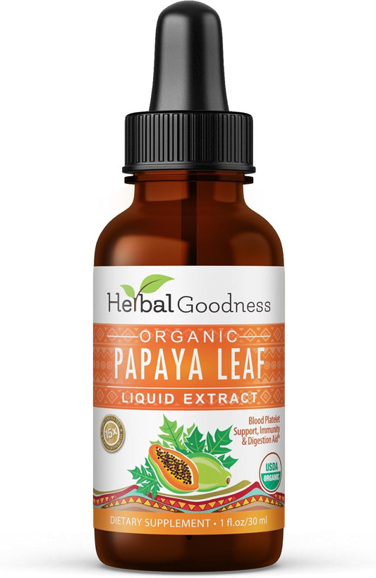 Organic Papaya Leaf Liquid Extract for Platelet Support - Immune & Digestive Health - 1oz
