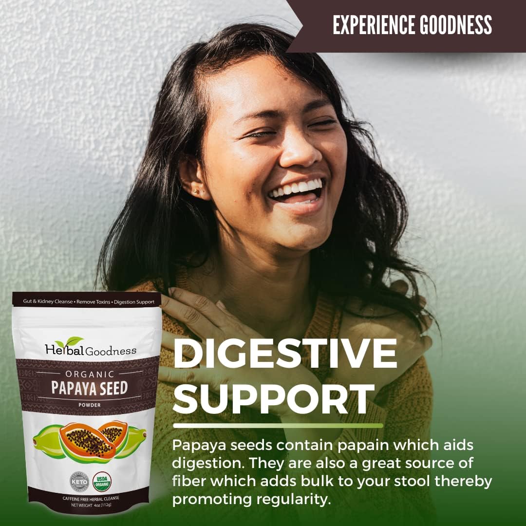 Organic Papaya Seed Powder for Digestive Health & Natural Detox - 4oz, Non-GMO - 1 Pack