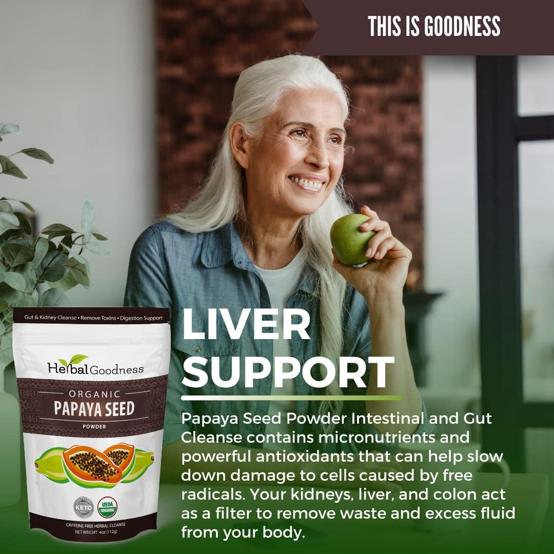 Organic Papaya Seed Powder for Digestive Health & Natural Detox - 4oz, Non-GMO - 1 Pack