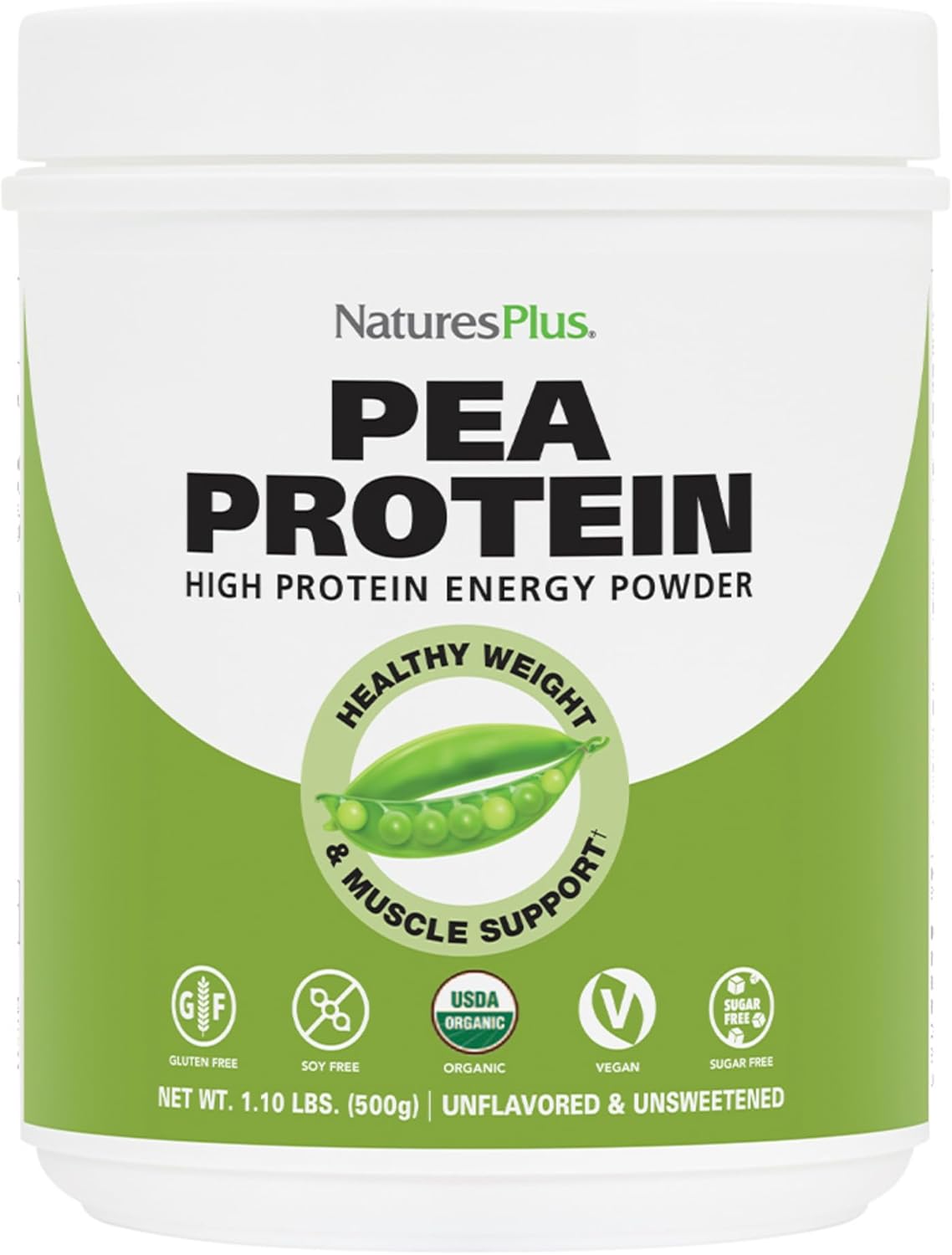Organic Pea Protein Powder - 1.1 lbs, Vegan Drink Mix - High Energy, Hunger Suppressant, Muscle Builder - Heart Health Support - Non-GMO, Vegetarian, Gluten-Free - 25 Servings