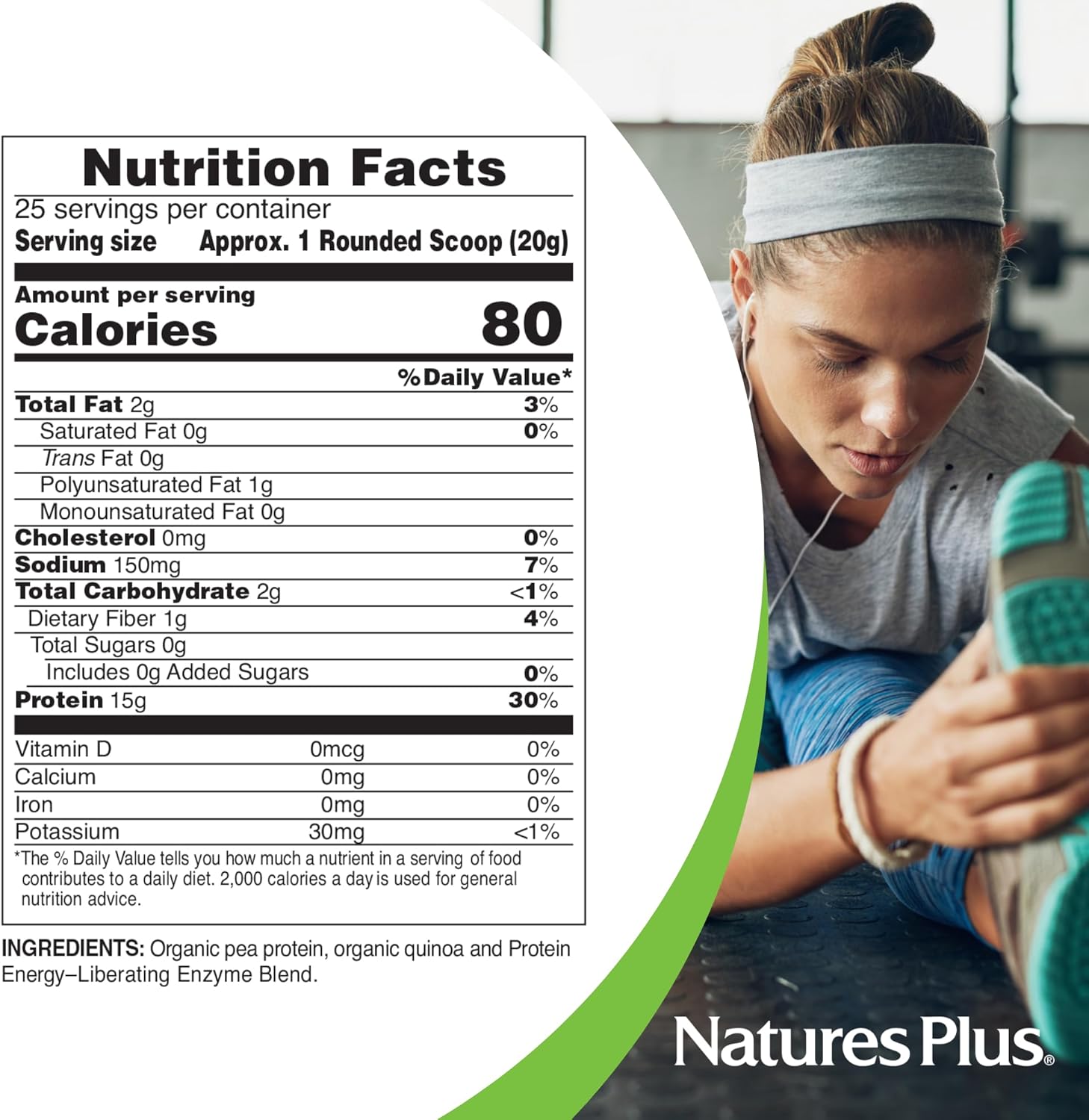 Organic Pea Protein Powder - 1.1 lbs, Vegan Drink Mix - High Energy, Hunger Suppressant, Muscle Builder - Heart Health Support - Non-GMO, Vegetarian, Gluten-Free - 25 Servings