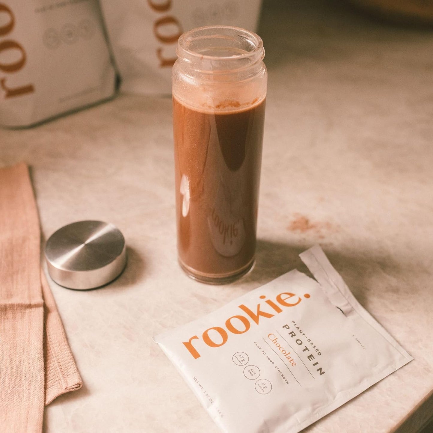 Organic Pea Protein Powder with Probiotics, Prebiotics, & Vitamins - Chocolate Flavor, 30 Servings