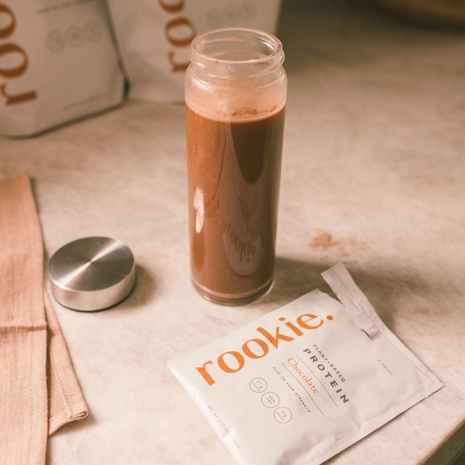 Organic Pea Protein Powder with Probiotics, Prebiotics, & Vitamins - Chocolate Flavor, 30 Servings