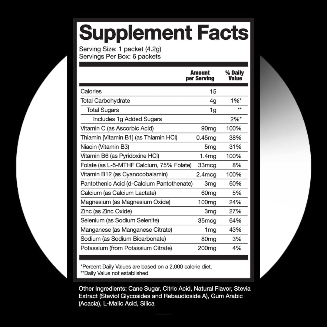 Organic Peach Electrolyte Powder Packets - HALO Sport Hydration Drink with Essential Nutrients - Vegan-Friendly - 6 Servings