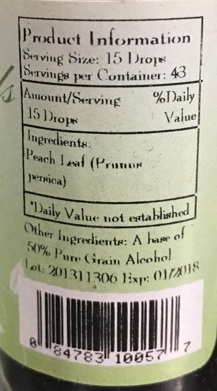 Organic Peach Leaf Extract - 1 oz - Top Quality Botanicals