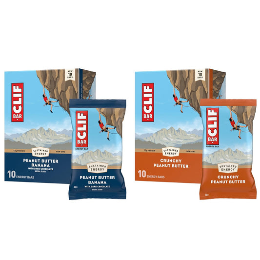 Organic Peanut Butter CLIF BAR Variety Pack - 20 Energy Bars with Plant Based Protein - Non-GMO - 2 Flavors (2 Boxes)