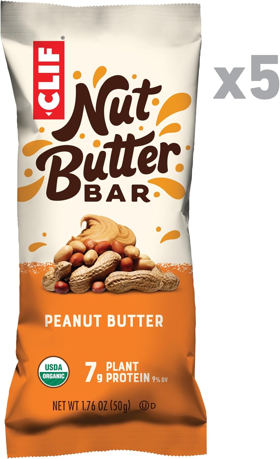 Organic Peanut Butter Filled Energy Bars - 1.76 oz. (5 Pack) - Non-GMO Plant-Based Snack