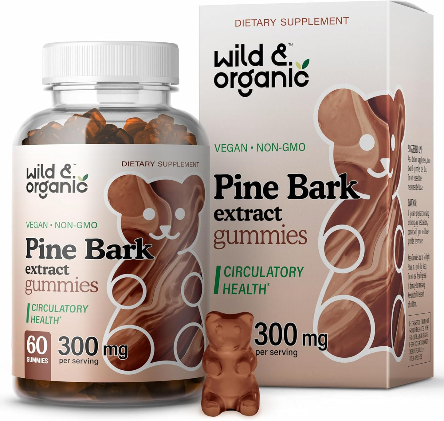 Organic Pine Bark Extract Gummies 300mg - Antioxidant Support from French Maritime Pine Bark Tree - Pinus Pinaster Supplements - 60 Vegan Gummies