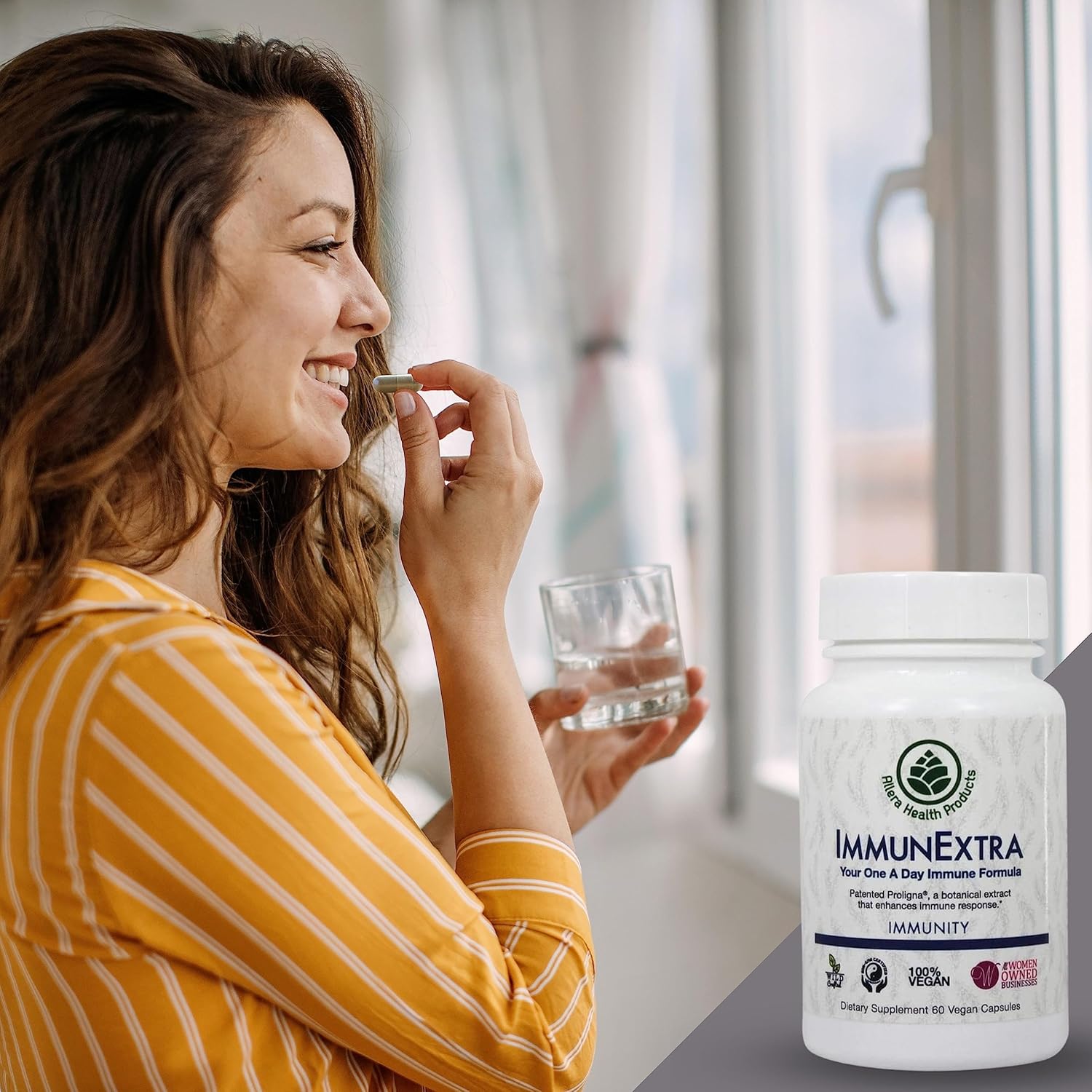 Organic Pine Cone Extract Capsules for Immune Support - Vegan Plant Based Diet Supplement - Allera Health IMMUNEXTRA ProLigna - 60 Caps, 1-Pack