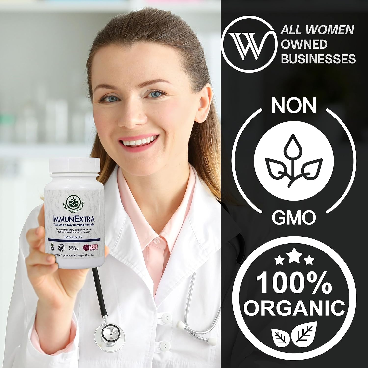 Organic Pine Cone Extract Capsules for Immune Support - Vegan Plant Based Diet Supplement - Allera Health IMMUNEXTRA ProLigna - 60 Caps, 1-Pack