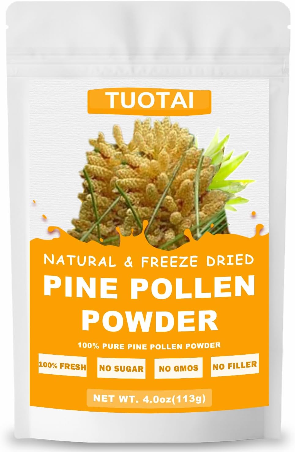 Organic Pine Pollen Powder - GMO-Free, Additive-Free, Vegan-Friendly