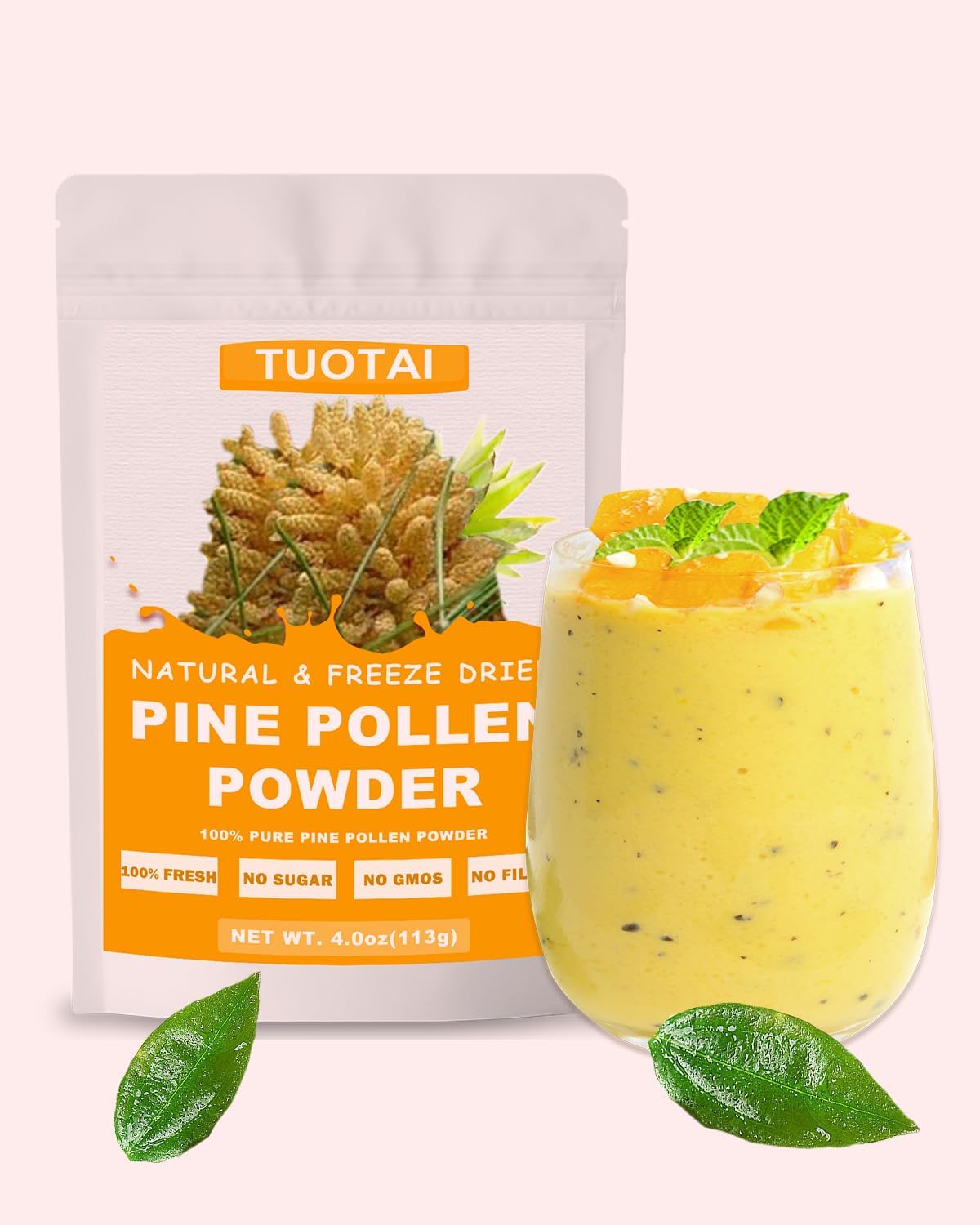 Organic Pine Pollen Powder - GMO-Free, Additive-Free, Vegan-Friendly
