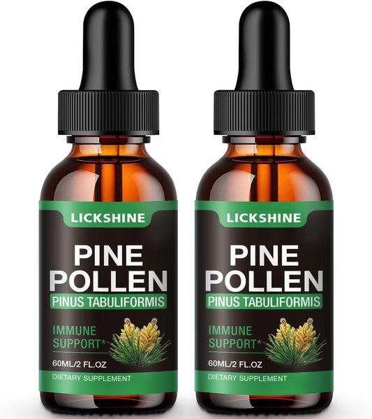 Organic Pine Pollen Tincture - Immune Support Liquid Drops Extract - Vegan Herbal Supplement - 2 Pack 4 Fl.Oz.