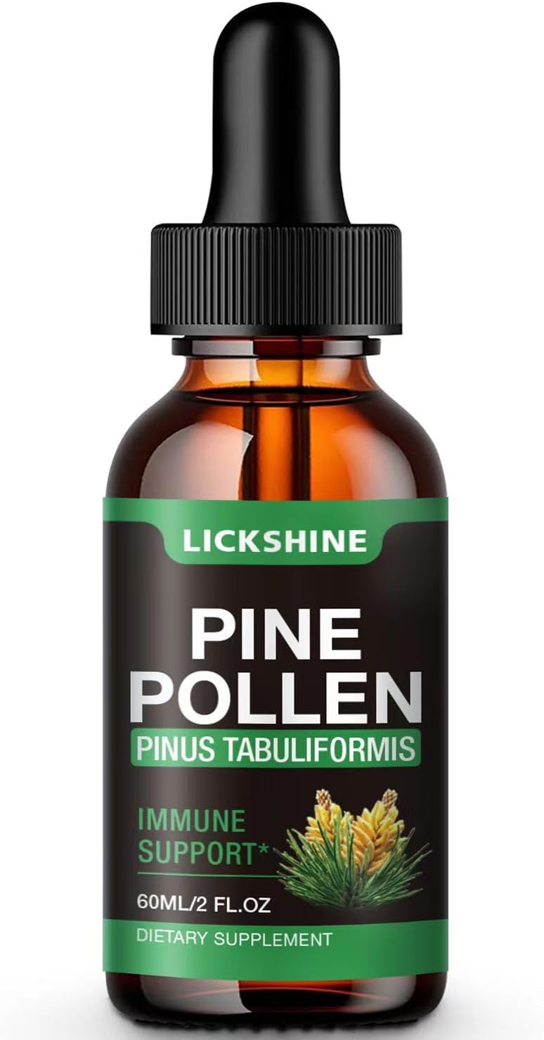 Organic Pine Pollen Tincture Drops for Immune Support - Vegan Herbal Supplement - Sugar-Free Liquid Extract - 2 Fl.Oz.