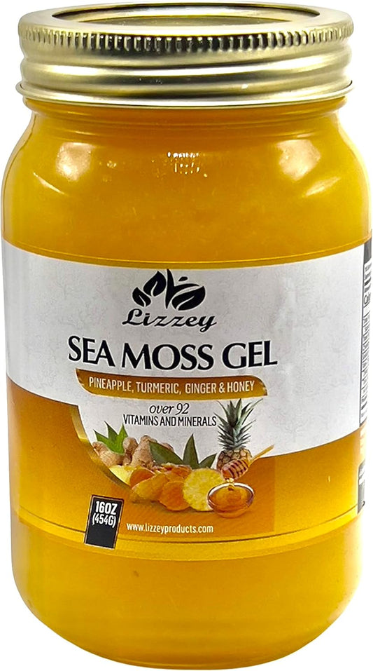 Organic Pineapple Sea Moss Gel with Turmeric & Ginger for Immune Health & Digestion, All-Natural Superfood Supplement for Men & Women