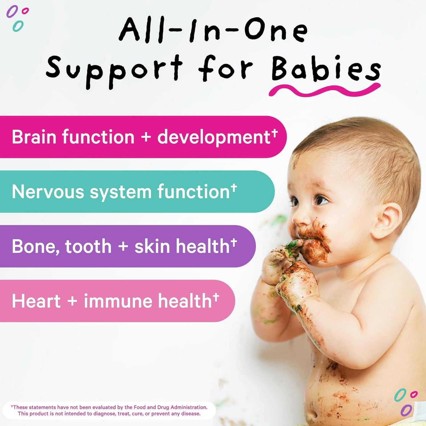 Organic Pink Stork Baby Liquid Multivitamin Drops with DHA, Vitamin C, D, B12 for Brain Health & Immune Support - 2 fl oz