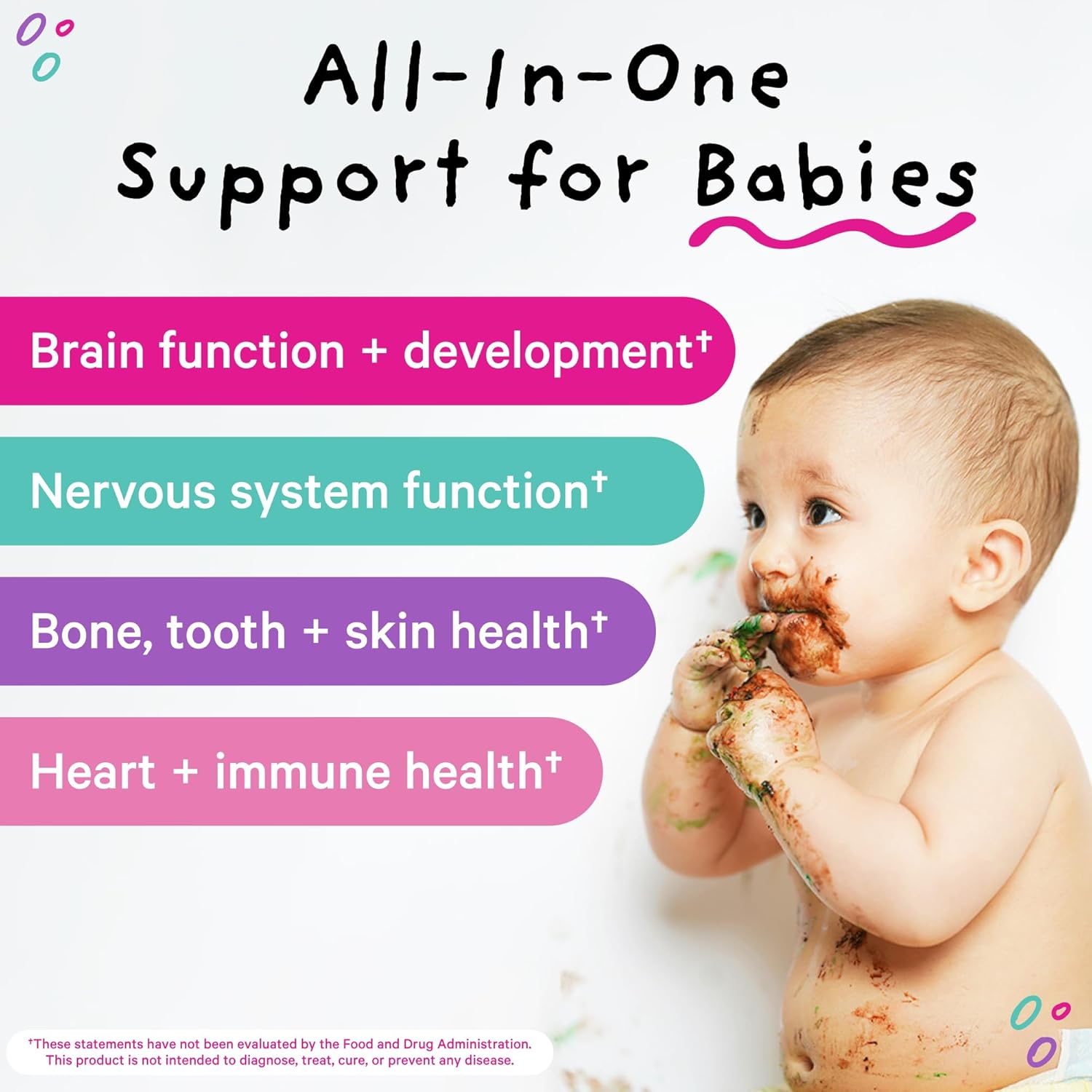 Organic Pink Stork Baby Liquid Multivitamin Drops with DHA, Vitamin C, D, B12 for Brain Health & Immune Support - 2 fl oz