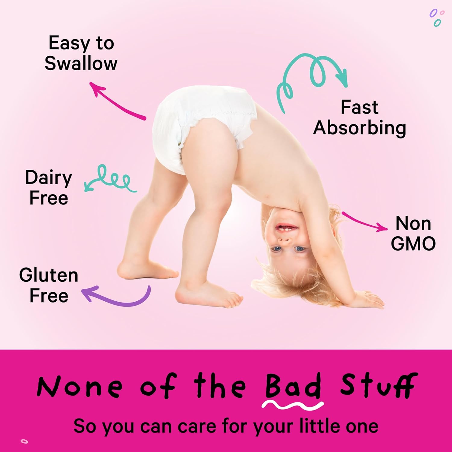 Organic Pink Stork Baby Liquid Multivitamin Drops with DHA, Vitamin C, D, B12 for Brain Health & Immune Support - 2 fl oz