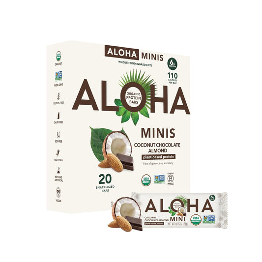 Organic Plant Based Protein Bar Minis | Coconut Chocolate Almond | 20 Count, 24g Bars | Vegan, Low Sugar, Gluten Free, Paleo, Low Carb, Non-GMO - 100% Natural Ingredients