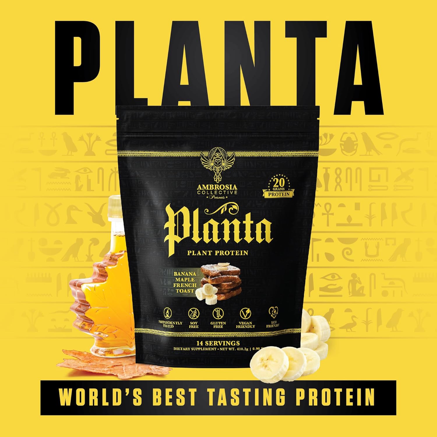 Organic Plant-Based Protein Powder - Vegan & Keto Friendly with Gourmet Banana Maple Flavor | No Added Sugar | 14 Servings | Non-Bloating Formula