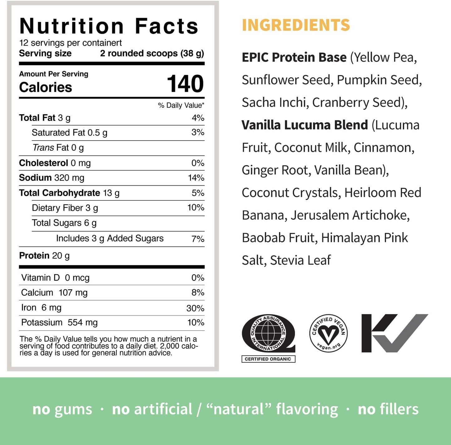 Organic Plant-Based Protein Powder Bundle - Chocolate Maca & Vanilla Lucuma (20g Protein, Vegan, Gluten-Free, Superfoods) | 1lb, 12 Servings
