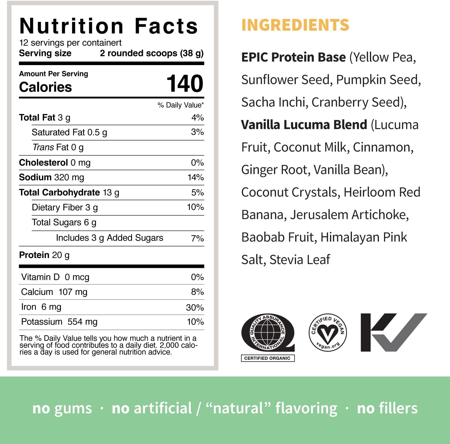 Organic Plant-Based Protein Powder Bundle - Chocolate Maca & Vanilla Lucuma (20g Protein, Vegan, Gluten-Free, Superfoods) | 1lb, 12 Servings