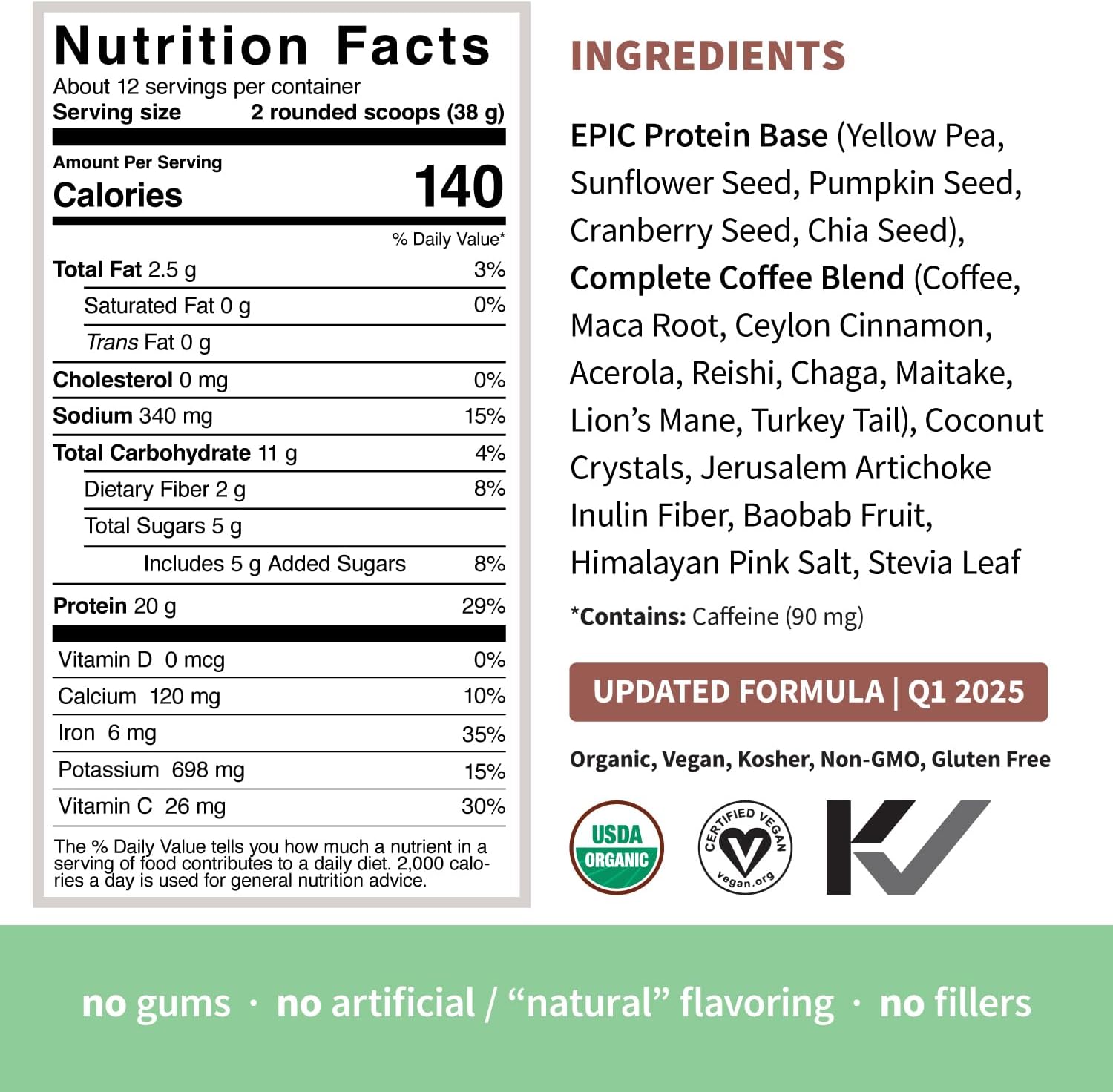Organic Plant-Based Protein Powder with Adaptogens, Mushrooms, and Superfoods - Complete Coffee Flavor (1lb, 12 Servings) - BoostGo Australia