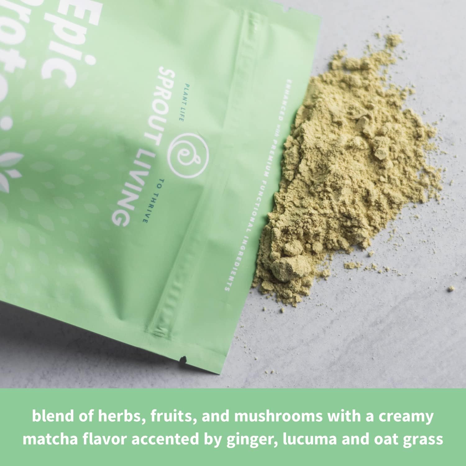 Organic Plant Based Protein Powder with Mindful Matcha - Vegan, Non-GMO, Gluten Free (1lb)