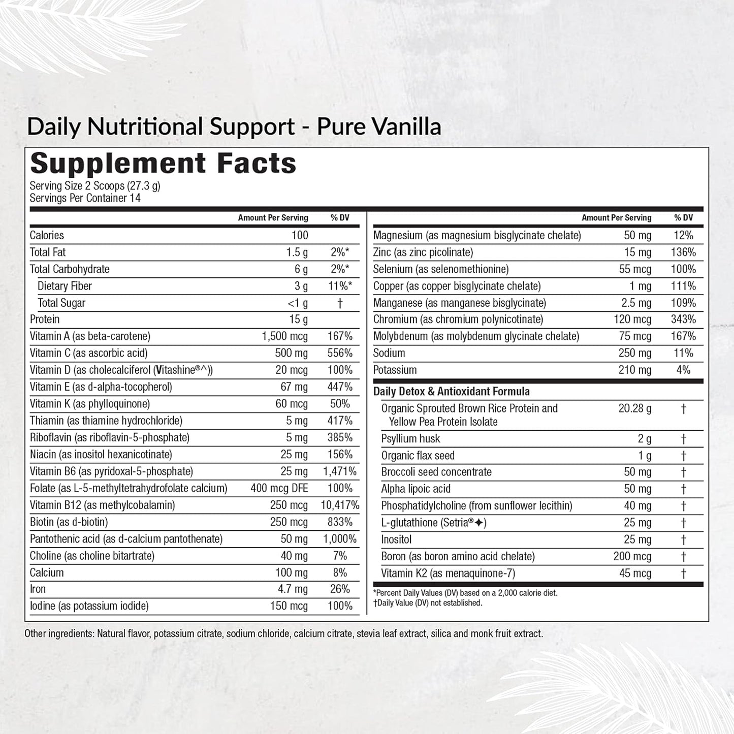 Organic Plant-Based Protein Powder with Multivitamin for Daily Nutritional Support - Boost Energy, Mood, Gut Health, and Skin (Pure Vanilla, 14 Servings)