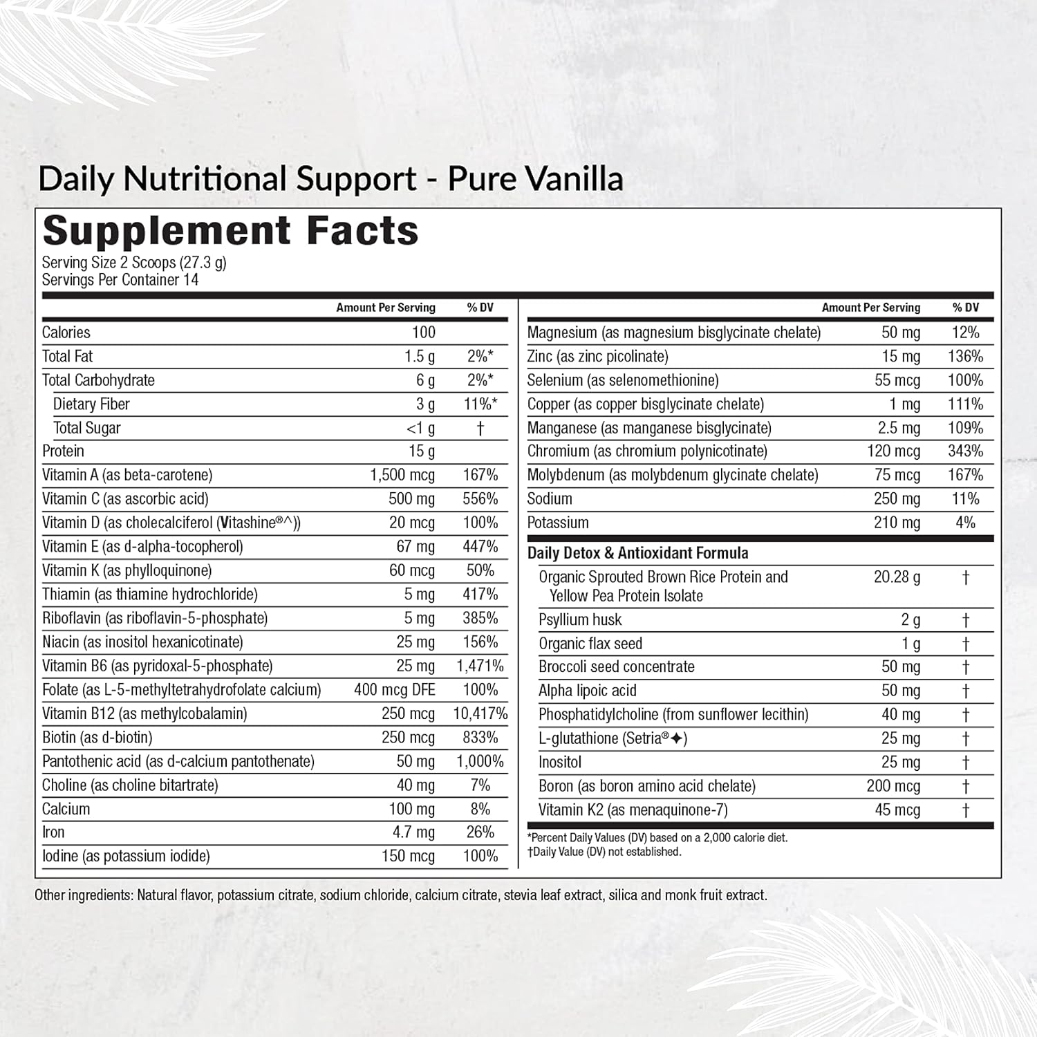 Organic Plant-Based Protein Powder with Multivitamin for Daily Nutritional Support - Boost Energy, Mood, Gut Health, and Skin (Pure Vanilla, 14 Servings)