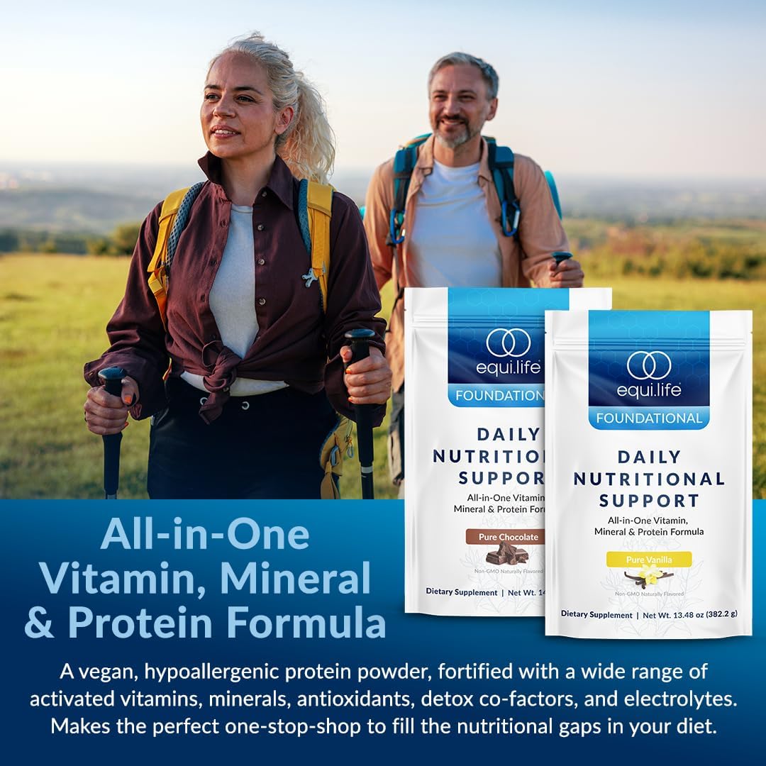 Organic Plant-Based Protein Powder with Multivitamin for Daily Nutritional Support - Boost Energy, Mood, Gut Health, and Skin (Pure Chocolate, 14 Servings)