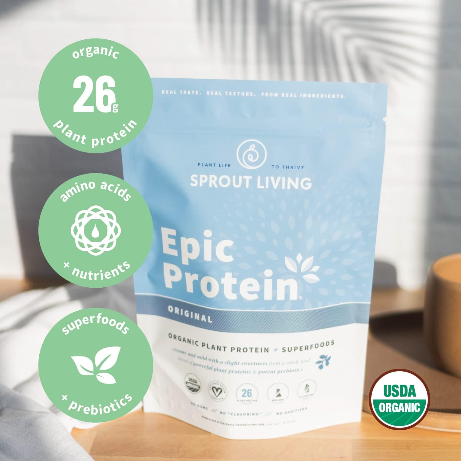 Organic Plant Based Protein & Superfoods Powder - Unflavored Vegan Keto Drink Mix | Non-GMO, Gluten Free, Sugar Free (1 lb)