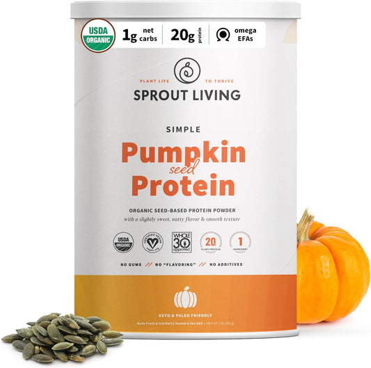 Organic Plant Based Pumpkin Seed Protein Powder - 20g Protein, No Artificial Sweeteners, Non-Dairy, Non-GMO, Vegan, Gluten-Free - 2 lb