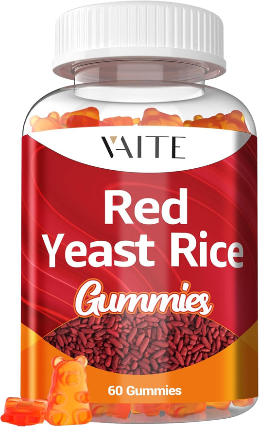 Organic Plant-Based Red Yeast Rice & CoQ10 Gummies - Energy Support with Monacolin K, Non-GMO & Citrinin Free - 60 Herbal Vegetarian Gummy