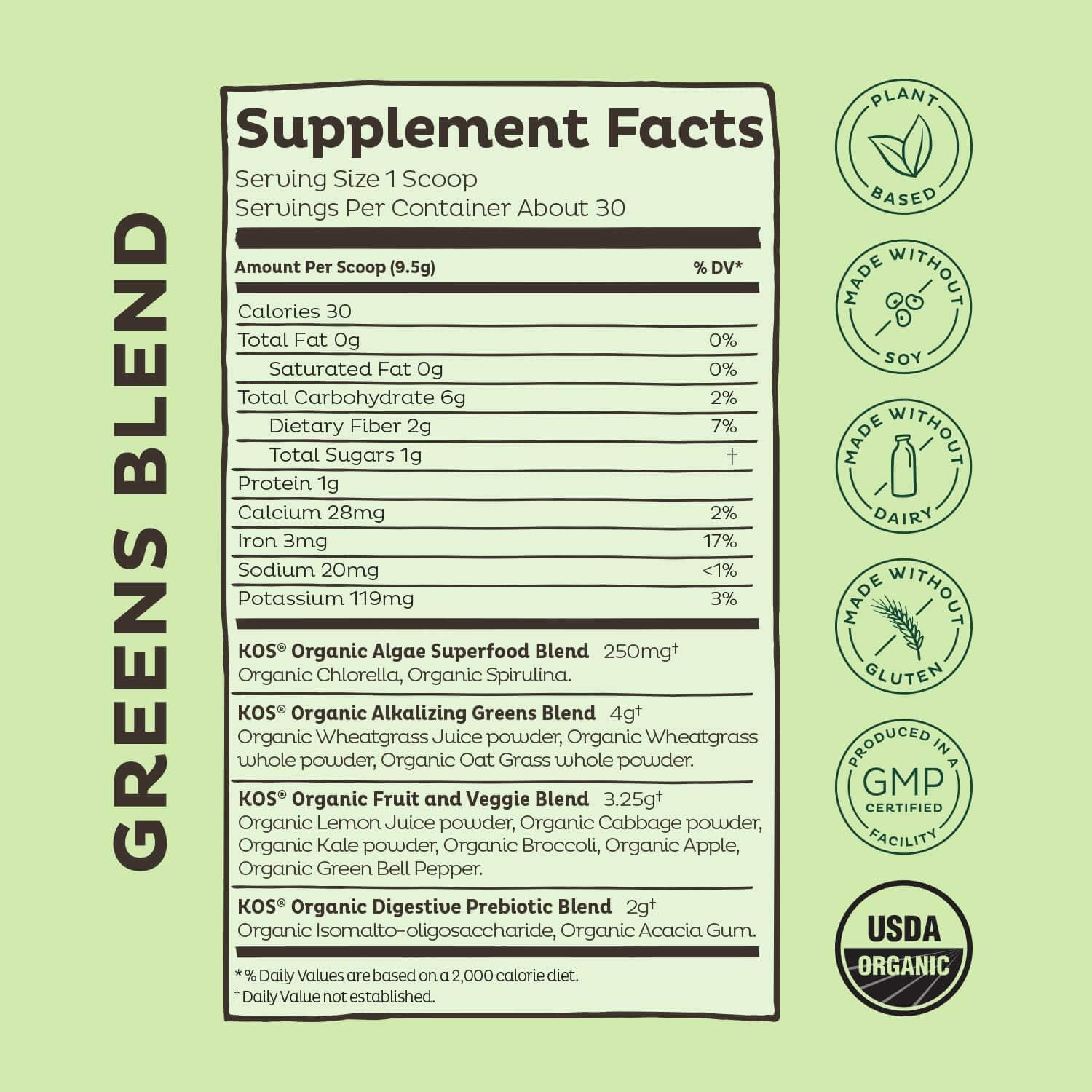 Organic Plant-Based Vanilla Protein Powder with Reds and Greens Bundle by KOS PowerPlant