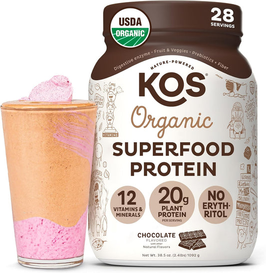 Organic Plant-Based Vegan Protein Powder, Chocolate Flavor, Keto-Friendly Meal Replacement with Vitamins & Minerals, Dairy-Free - 28 Servings