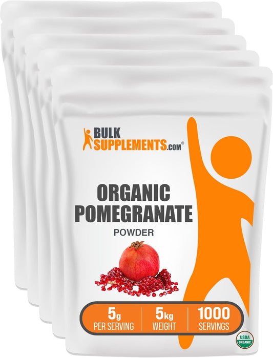 Organic Pomegranate Powder Supplement - Immune Support, Gluten-Free, 5g per Serving, 5kg (11 lbs), Pack of 5