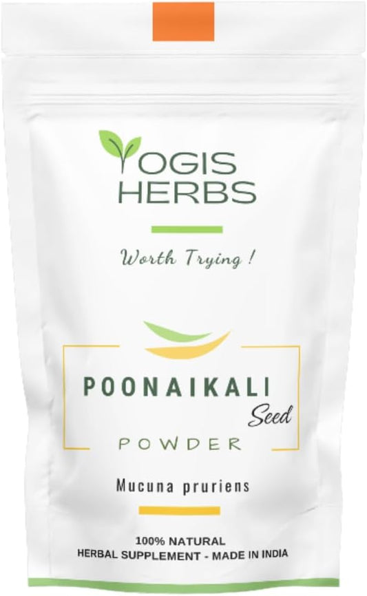 Organic Poonaikali Seed Powder for Vitality and Cognitive Support - 0.5 Lb Pack