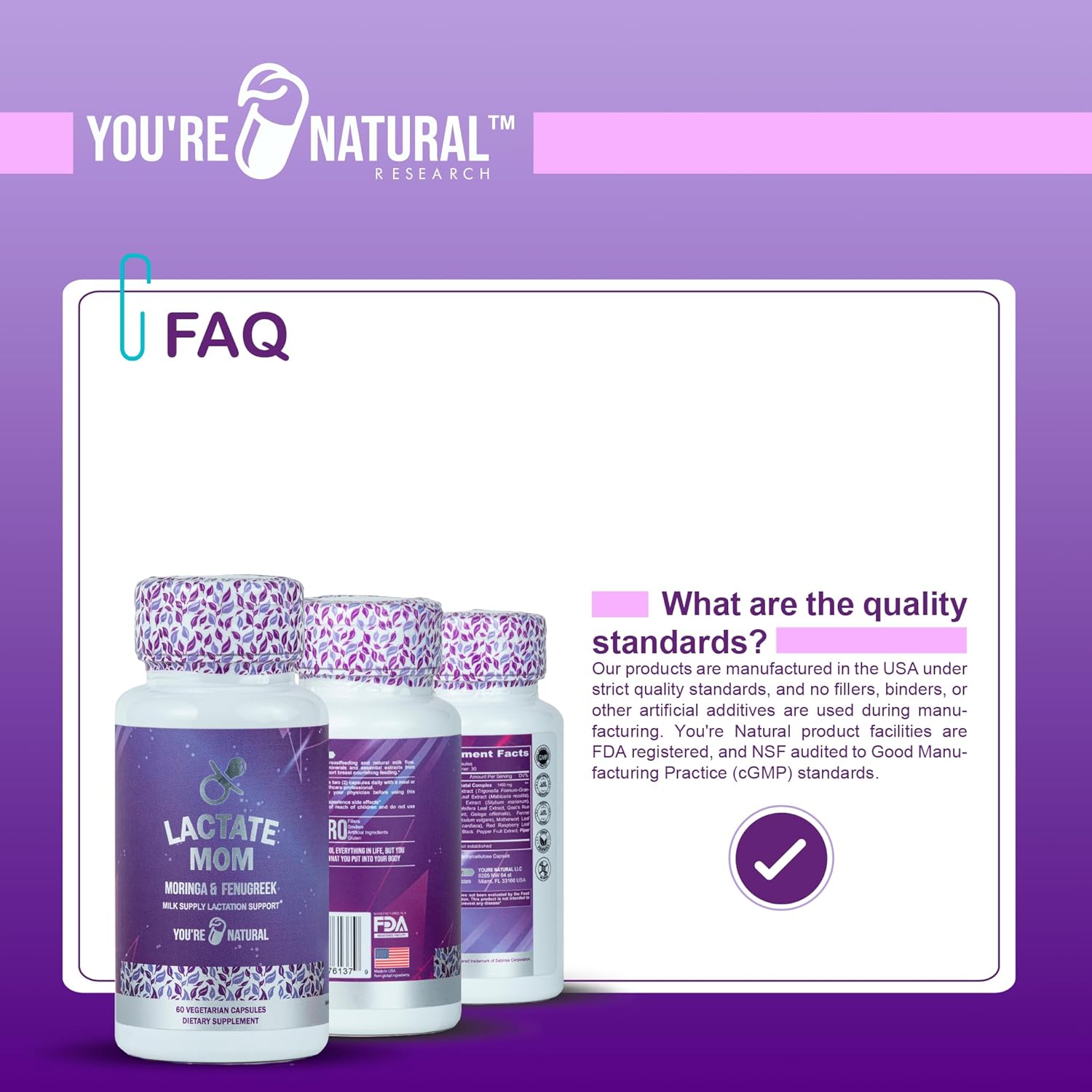 Organic Postpartum Support Breastfeeding Vitamins with Moringa, Fenugreek, and Milk Thistle - 60 Capsules