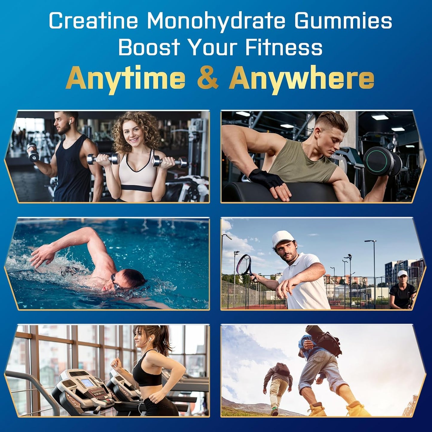 Organic Powerific Creatine Monohydrate Gummies for Pre Workout Boost - With Taurine, Vitamin B6 & B12 - Increase Strength, Energy and Endurance - Muscle Support for Men & Women - 2 Pack
