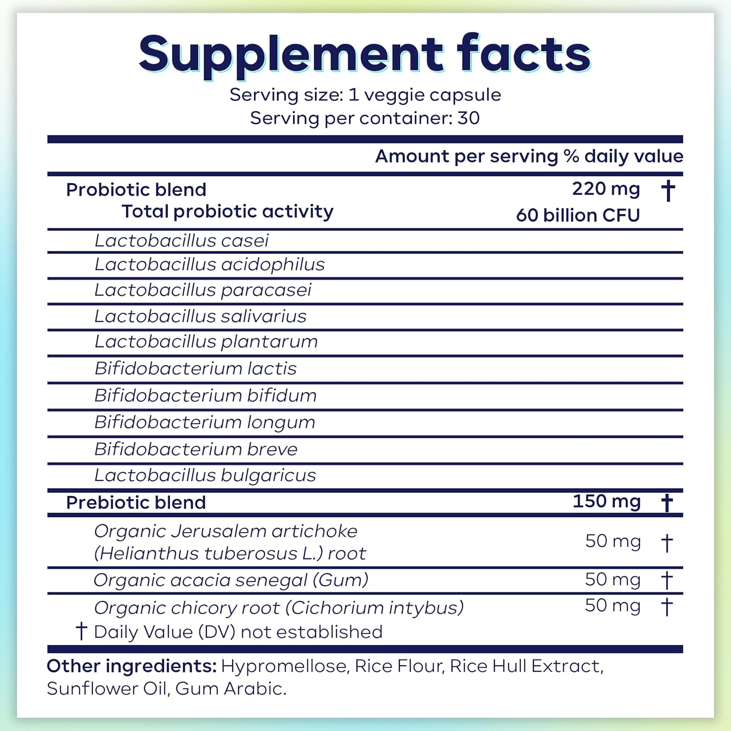 Organic Prebiotics Probiotic Supplement - 60 Billion CFU, 30 Count, 10 Strains, Professional Grade for Women and Men, Sustainable Packaging