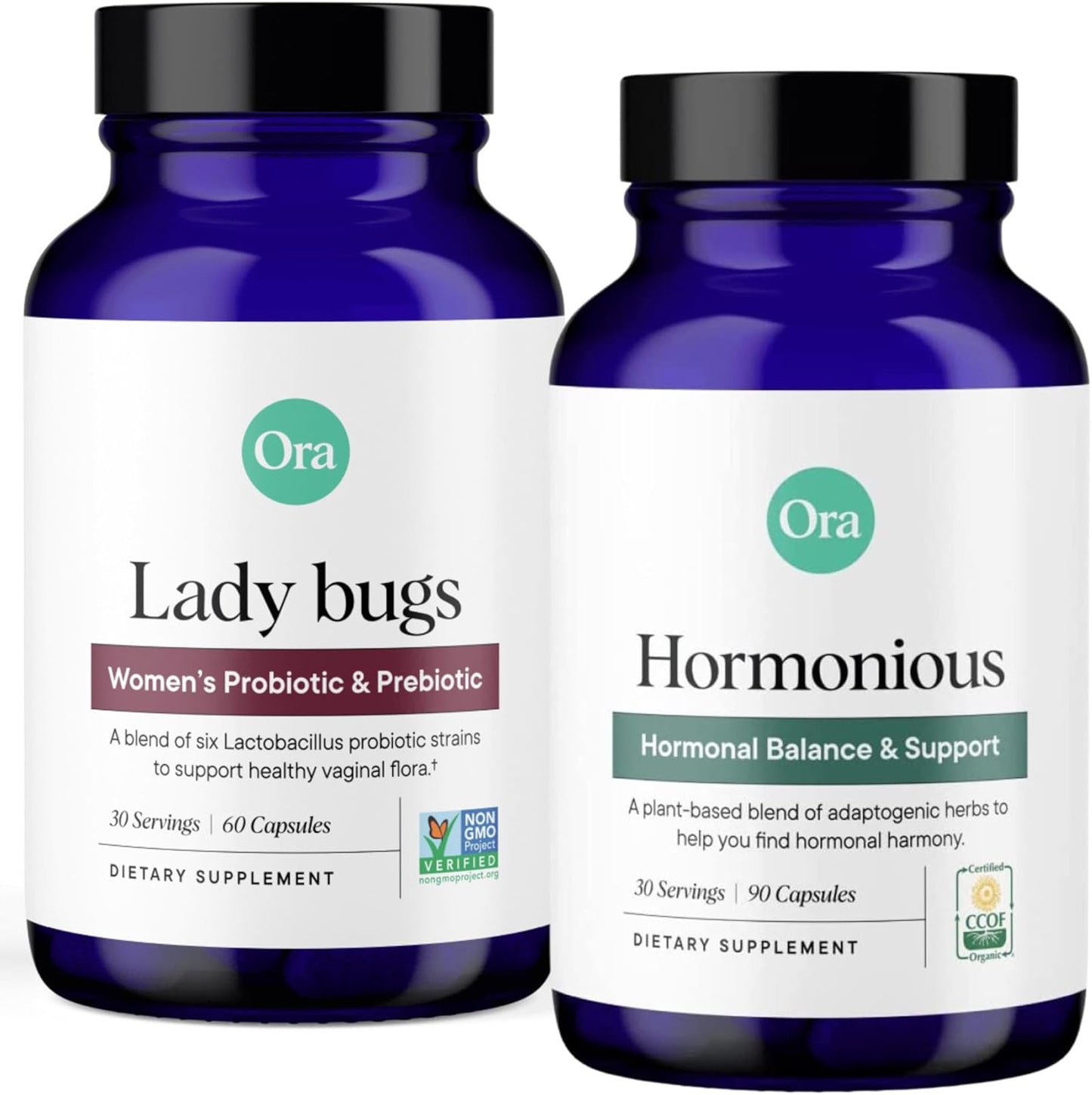 Organic Prebiotics, Probiotics & Hormone Balance Bundle: Vegan Capsules with Lactobacillus, Ashwagandha, Burdock Root, Cordyceps - Support Vaginal Health, Candida & Hormonal Balance