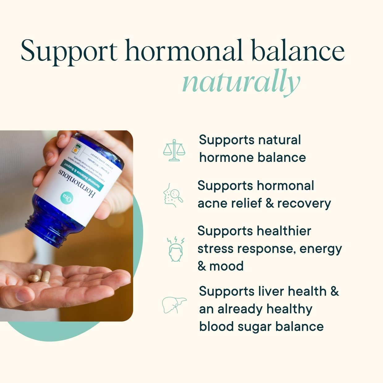 Organic Prebiotics, Probiotics & Hormone Balance Bundle: Vegan Capsules with Lactobacillus, Ashwagandha, Burdock Root, Cordyceps - Support Vaginal Health, Candida & Hormonal Balance