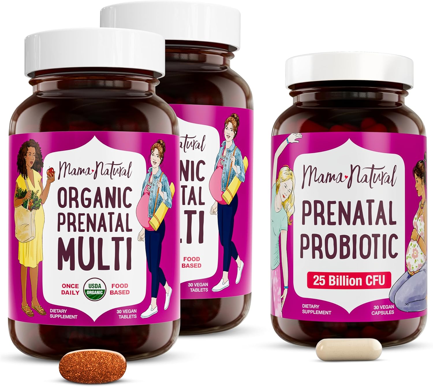 Organic Prenatal Multi & Probiotics Bundle - Essential Nutrition for Women, Pregnancy & Postnatal Support, One a Day Formula