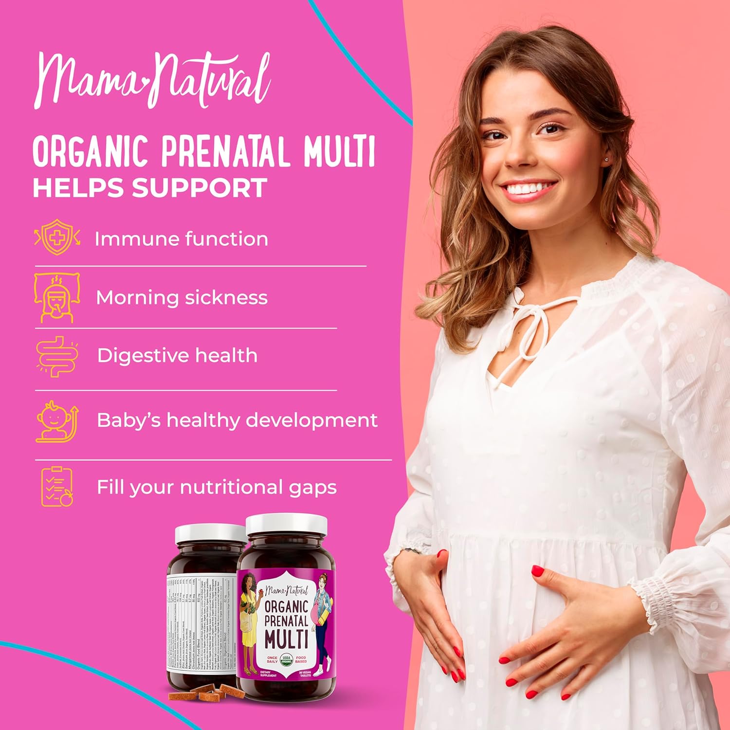 Organic Prenatal Multi & Probiotics Bundle - Essential Nutrition for Women, Pregnancy & Postnatal Support, One a Day Formula