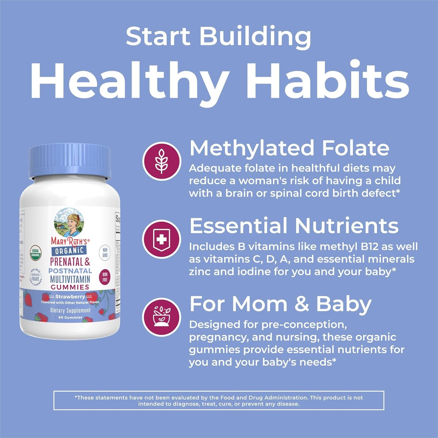 Organic Prenatal Postnatal Multivitamin Gummies & Women's Probiotic Capsules | Clean Label Project Verified | Vegan & Non-GMO | Support Breastfeeding & Gut Health