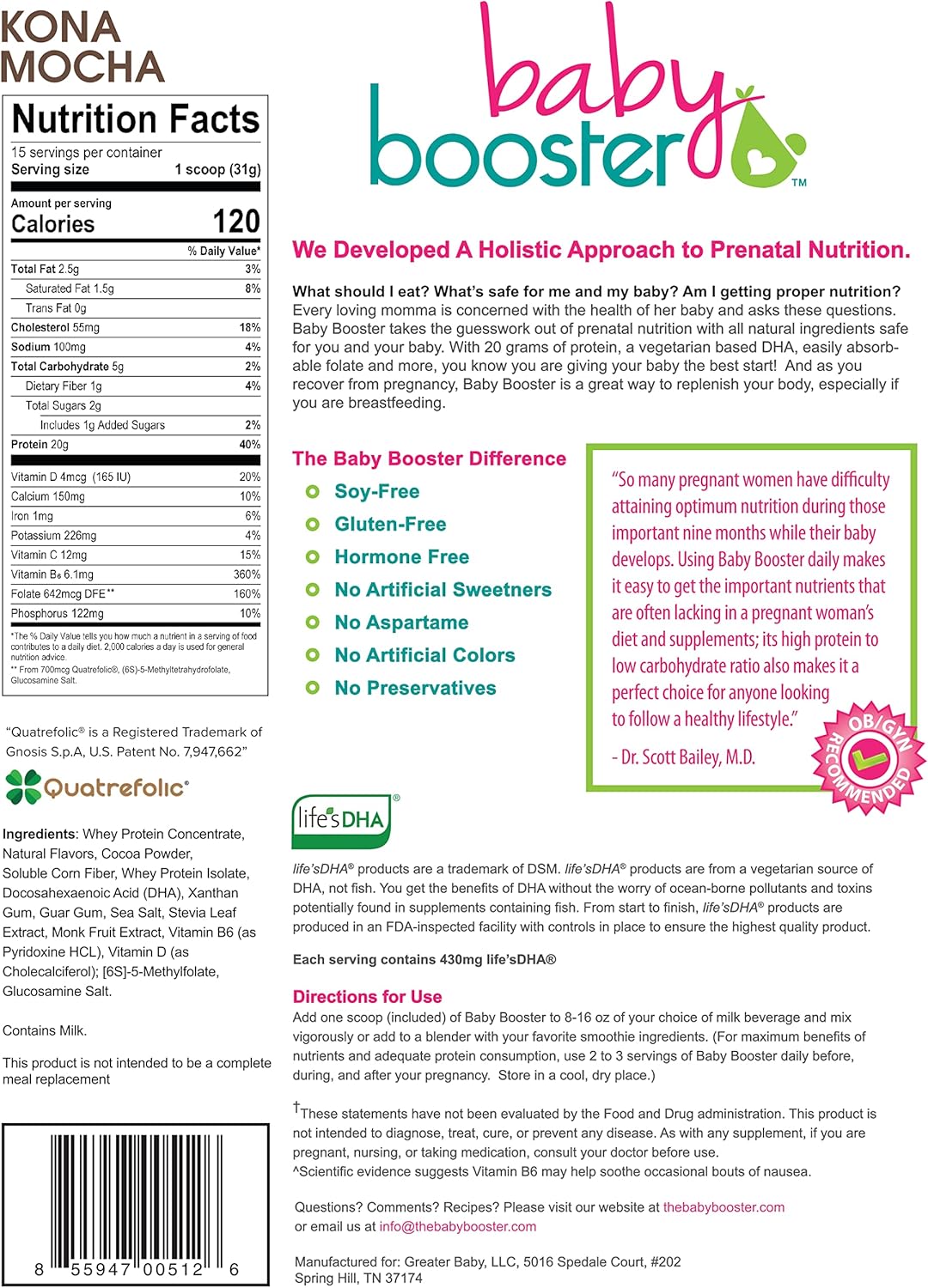 Organic Prenatal Vitamin Shakes in Kona Mocha and Strawberry Flavors for Expecting Mothers