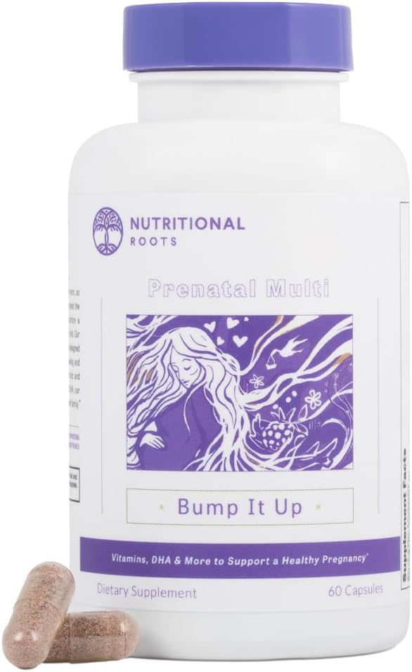 Organic Prenatal Vitamins with DHA, Probiotics, and Folate - Iron and Iodine-Free, Whole Food Formula for Pregnancy Support, 30 Servings