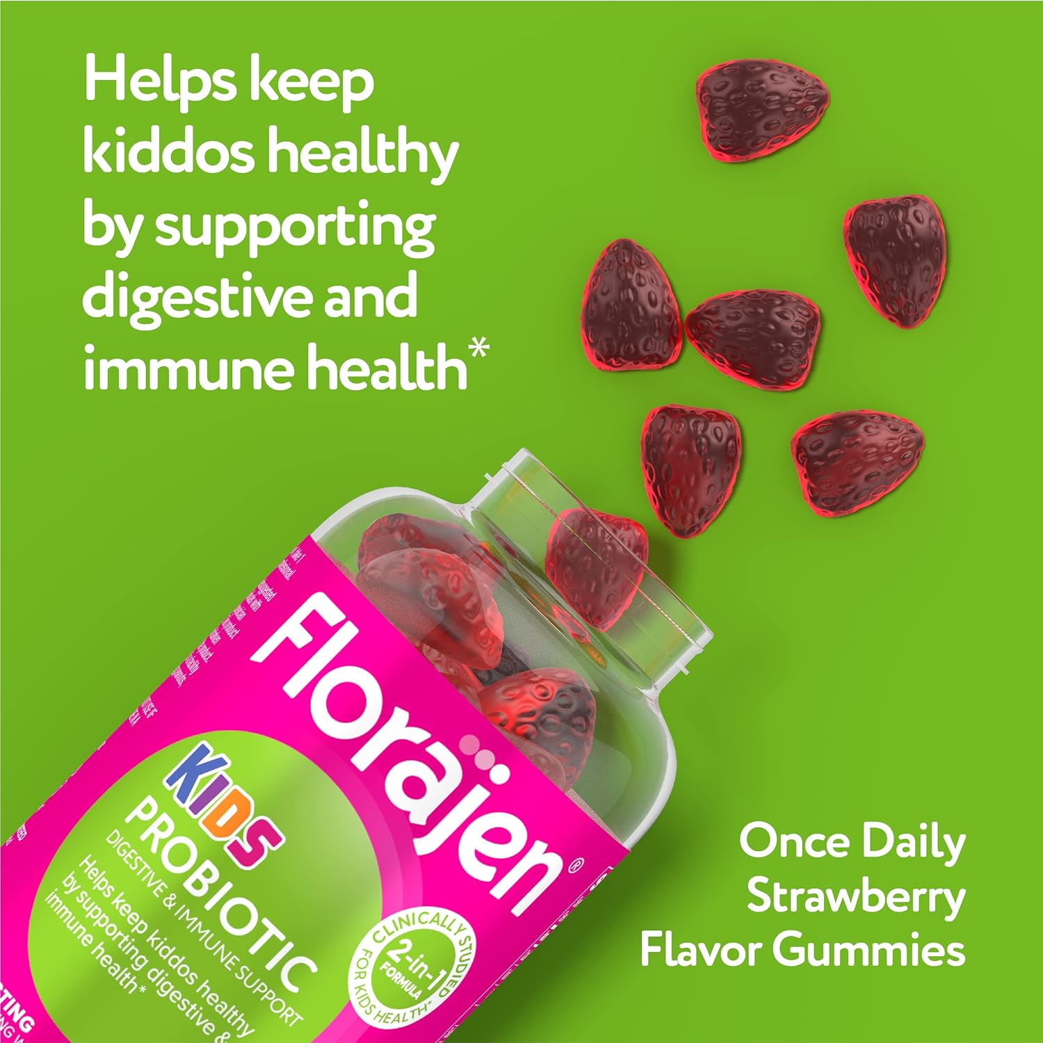 Organic Probiotic Gummies for Kids, Gut Health and Immune Support, Digestive Supplement with Constipation Relief, 50 Gummies